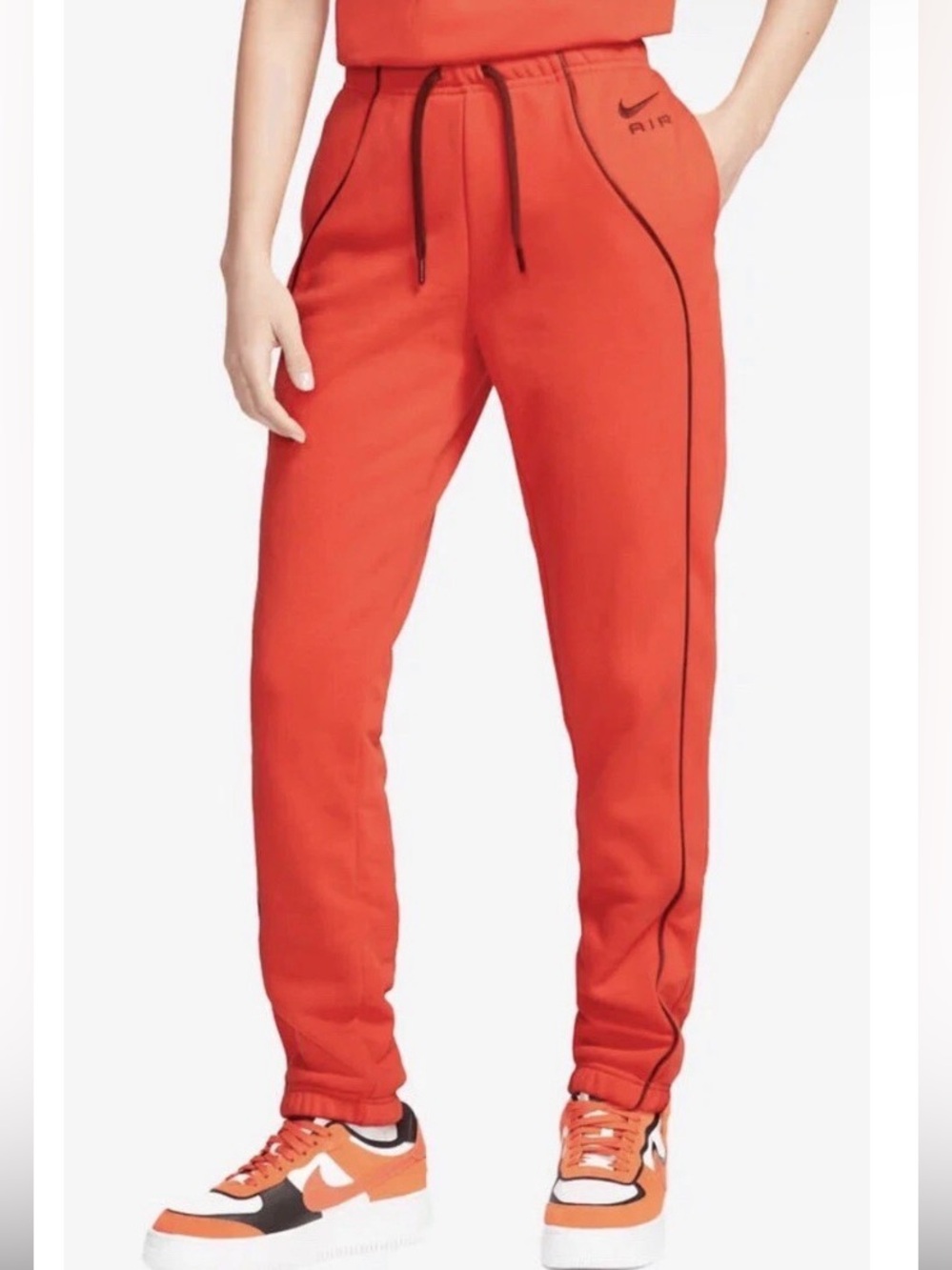 Nike Red Track Joggers with Black Piping